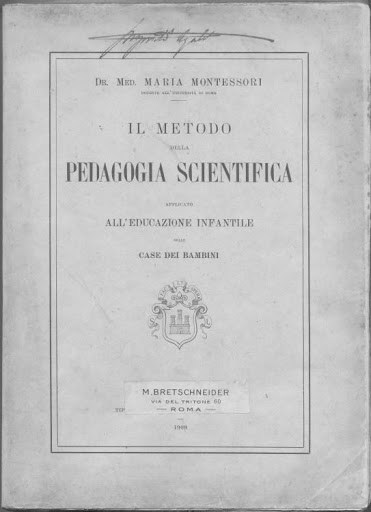 Capa da primeira edição do livro de Maria Montessori. Fonte: Philobiblon