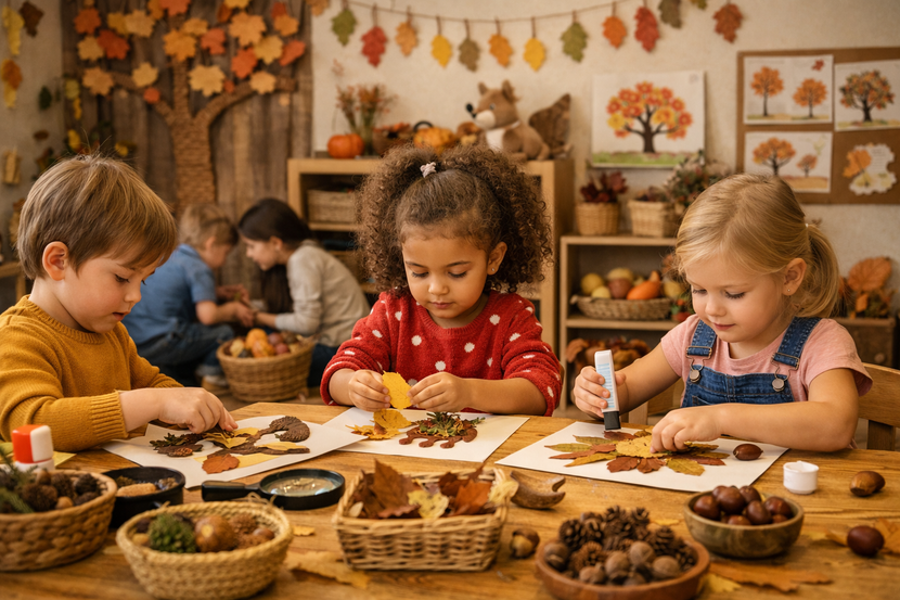 crianças em atividades de outono para escolas
